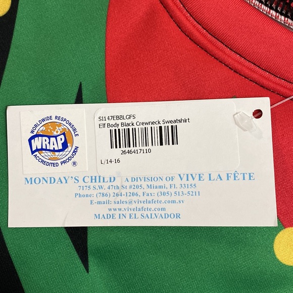 Kids Ugly Holiday Top Elf Themed size 14-16 - Picture 3 of 8